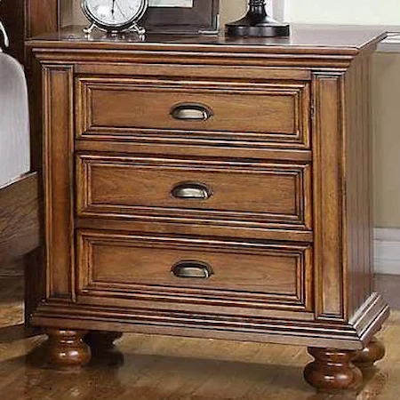 3-Drawer Nightstand with Bun Feet